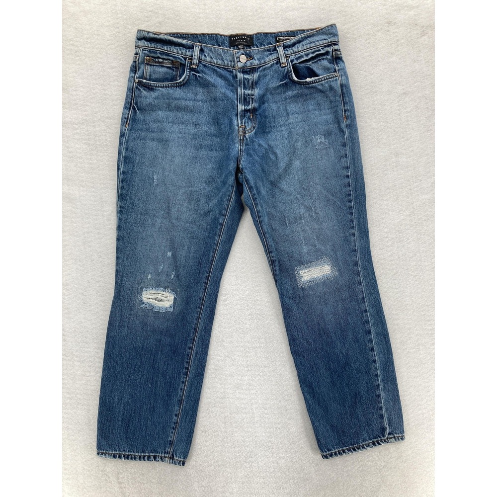 Sanctuary Jeans Womens 32/14 Disrupt Slim Boyjean Button Fly Distressed Denim